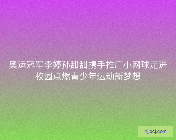 奥运冠军李婷孙甜甜携手推广小网球走进校园点燃青少年运动新梦想 奥运冠军李婷孙甜甜携手推广小网球走进校园点燃青少年运动新梦想