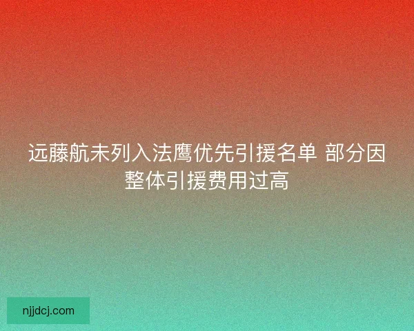 远藤航未列入法鹰优先引援名单 部分因整体引援费用过高