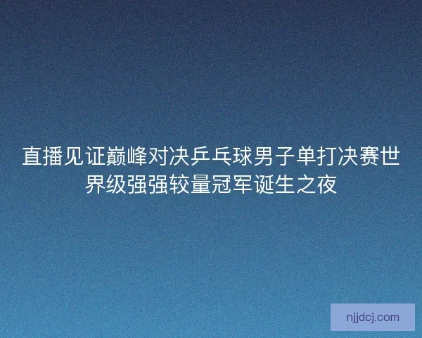直播见证巅峰对决乒乓球男子单打决赛世界级强强较量冠军诞生之夜