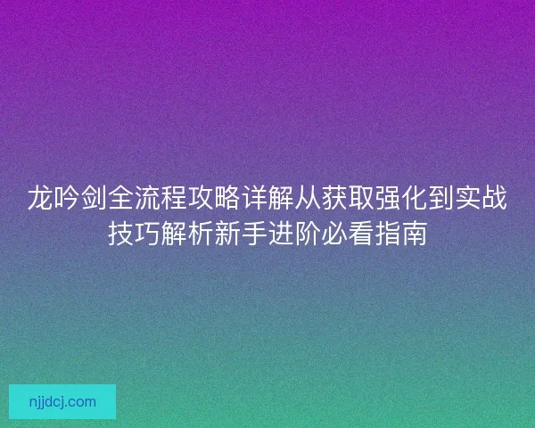 龙吟剑全流程攻略详解从获取强化到实战技巧解析新手进阶必看指南